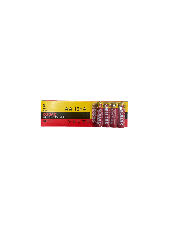 KODAK 4lü kalem pil AA 15x4 super Heavy  duty zinc 60 lı