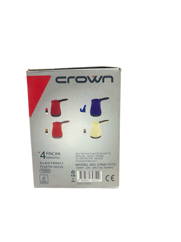 Crown 4 FINCANKAPASITELİELEKTRIKLI PLASTIK CEZVE 700W