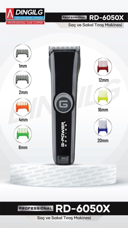 DINGILG SAÇ&SAKAL TRAŞ MAKİNESİ RD-6050X 9 FARKLI KESİM ÖZELLİĞİ profesyonel MAKİNE *(48)