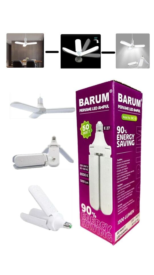 Barum 50 WATT 3 Kanatlı Pervane Led Ampul