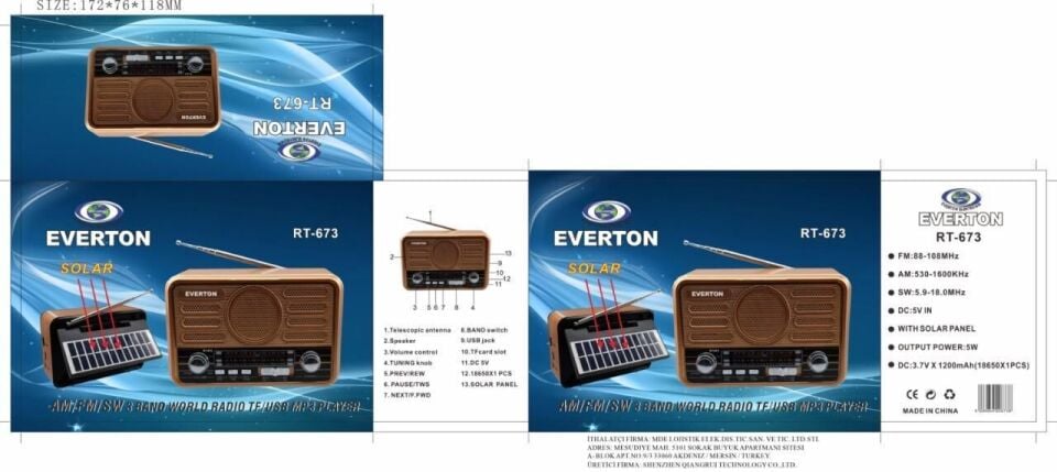 everton rt-673 nostajık bluethoot usb radyo müzik çalar