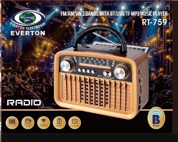 Everton rt-759 Solar enerjili +fener özelikli Bluetooth USB radyo müzik çalar