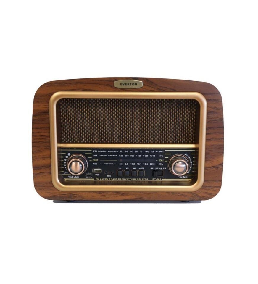 Everton RT-888 Bluetooth, Usb/Sd/Fm 3 Band Radyo Nostalji Müzik Kutusu Büyük Boy