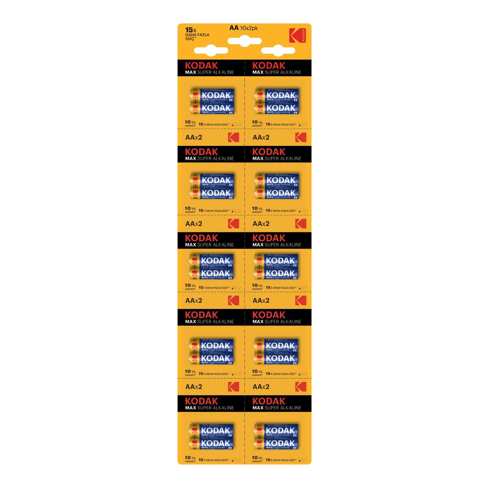 KODAK alkaline AA 2 li kalem pil 10x2 kodak max super alkaline